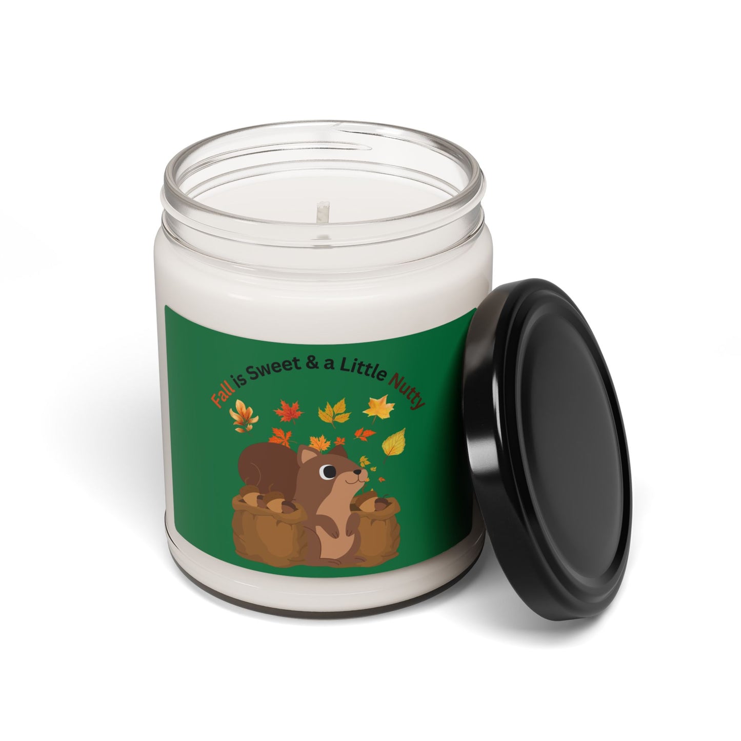 Soy Candle - Fall is Sweet & a Little Nutty Squirrel in Autumn Design