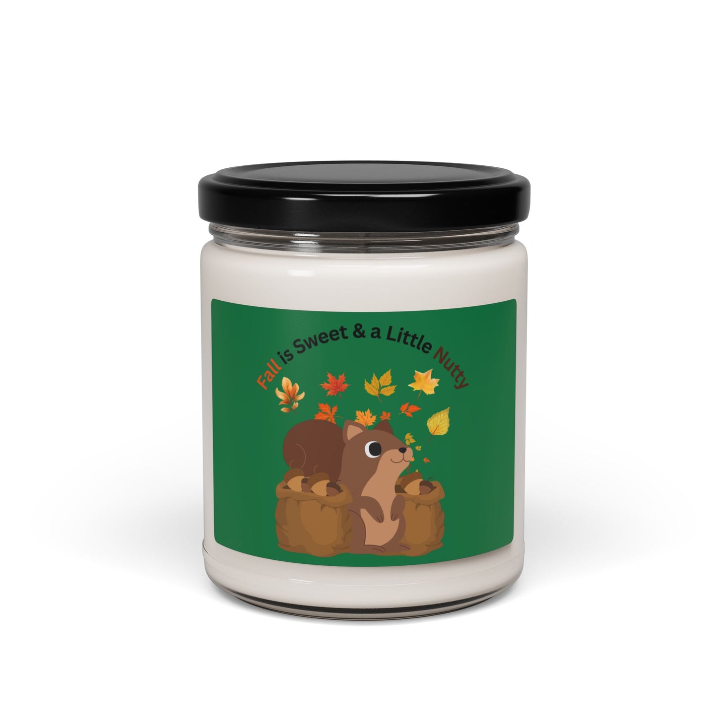 Soy Candle - Fall is Sweet & a Little Nutty Squirrel in Autumn Design