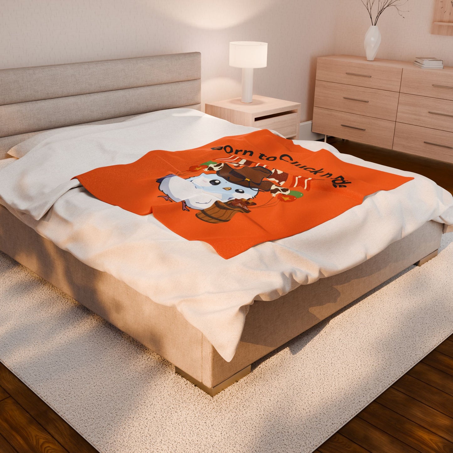 Plush Blanket - Born to Cluck n Ride Cowboy Chicken