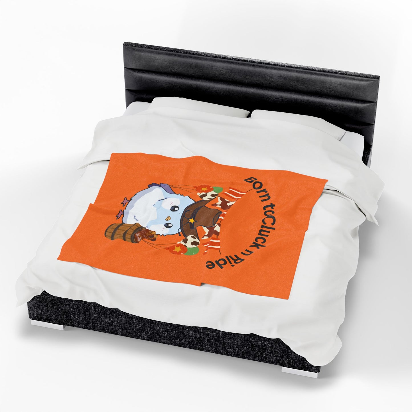 Plush Blanket - Born to Cluck n Ride Cowboy Chicken