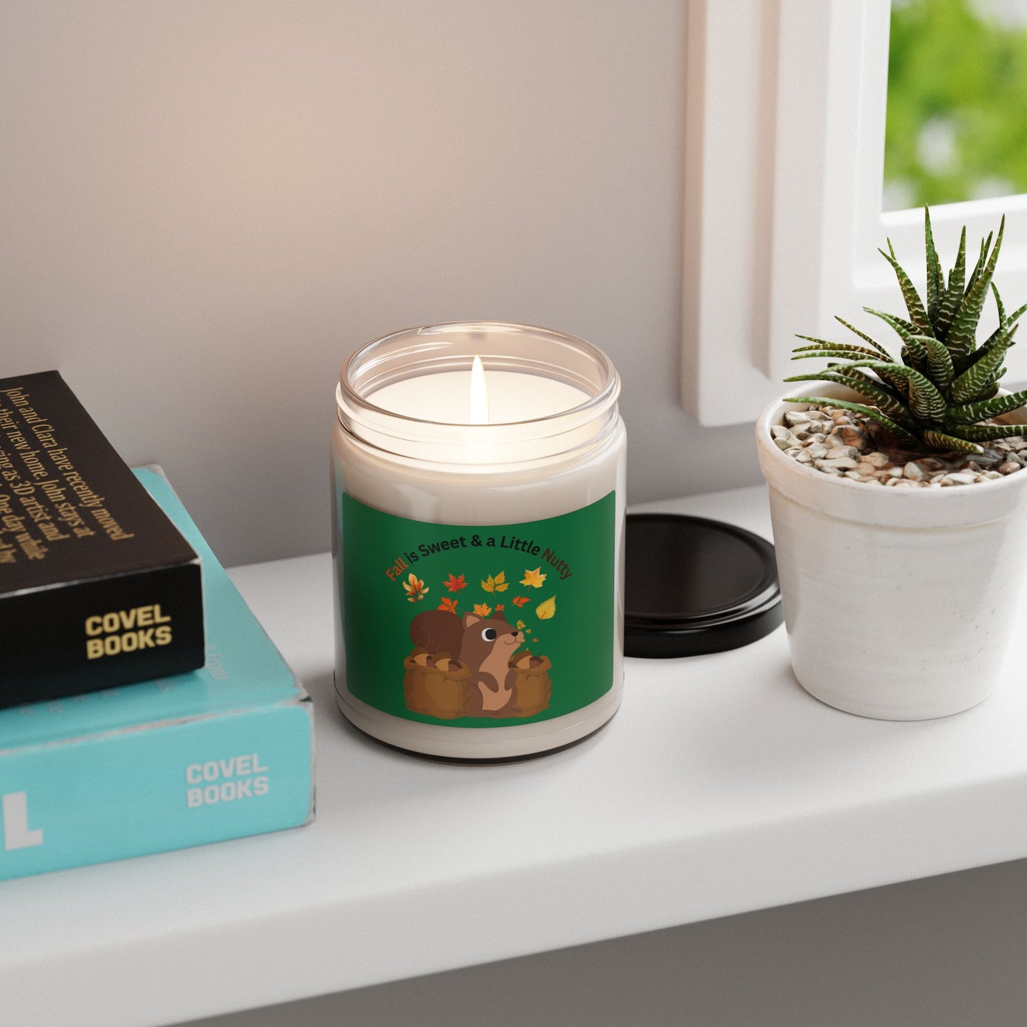 Soy Candle - Fall is Sweet & a Little Nutty Squirrel in Autumn Design