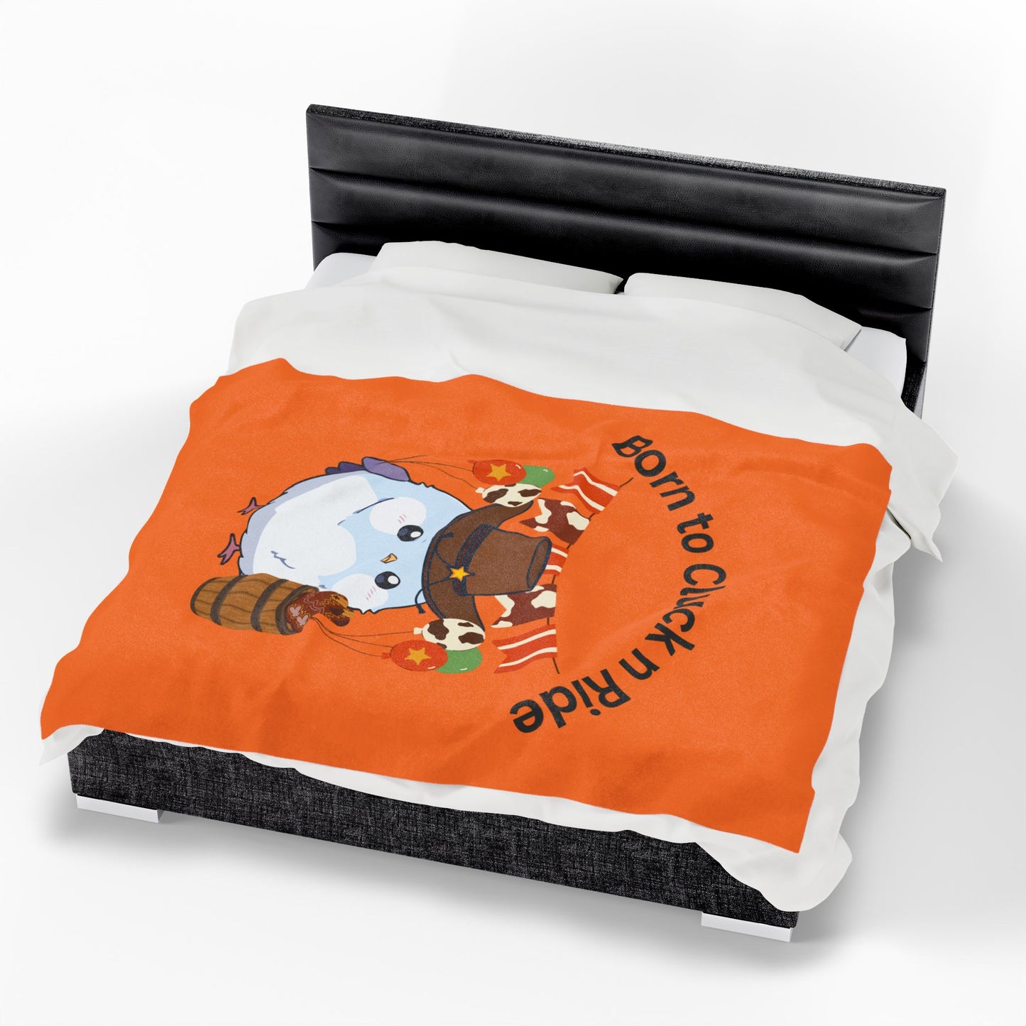 Plush Blanket - Born to Cluck n Ride Cowboy Chicken