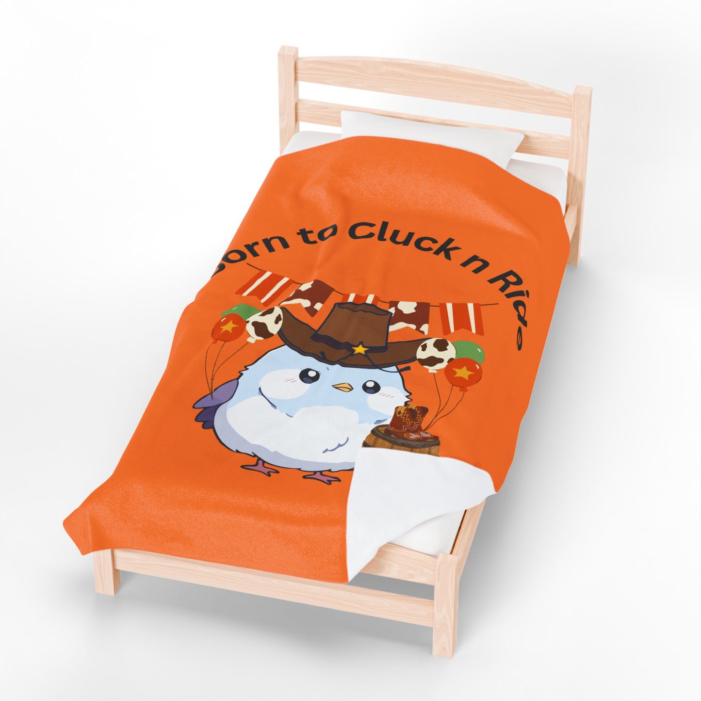 Plush Blanket - Born to Cluck n Ride Cowboy Chicken