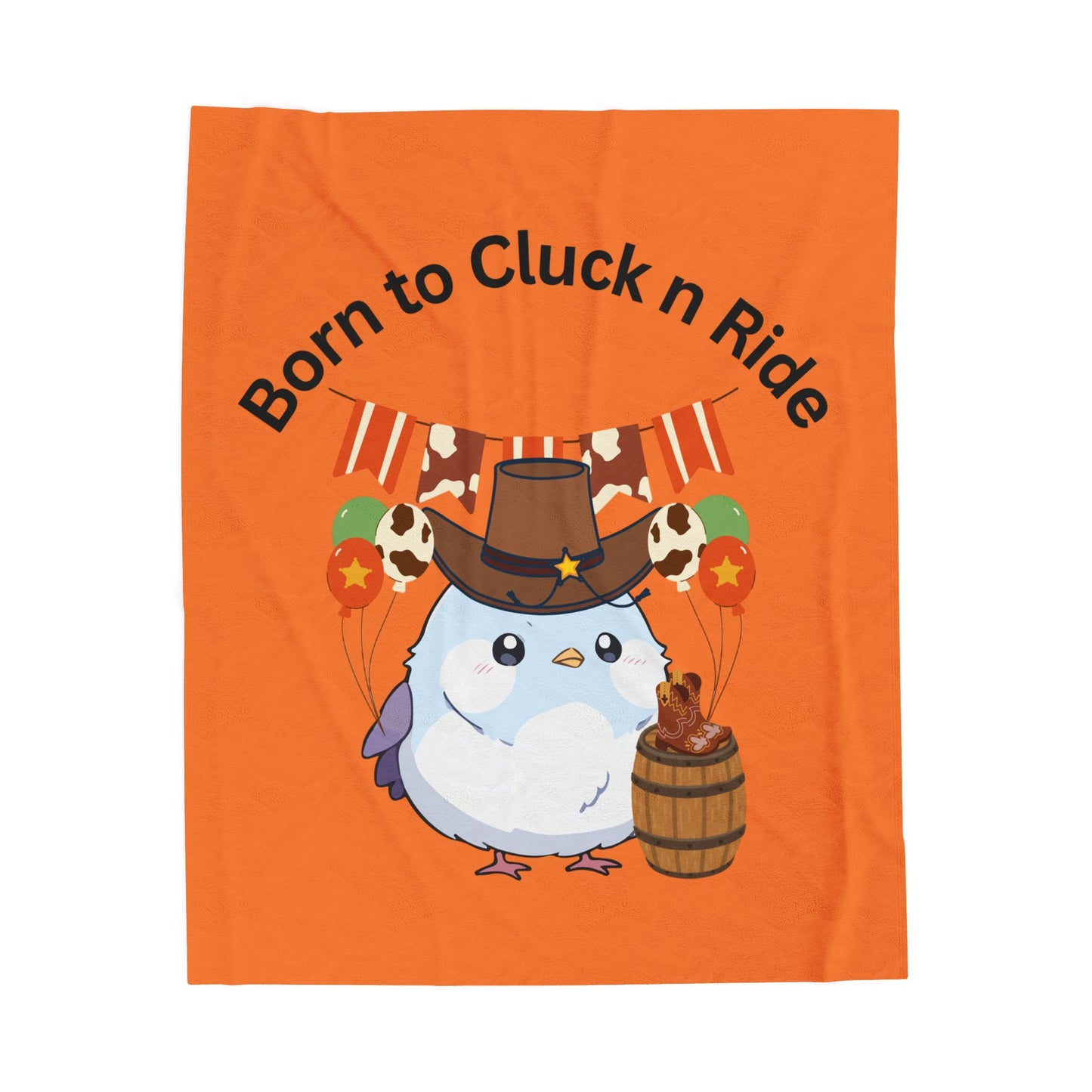 Plush Blanket - Born to Cluck n Ride Cowboy Chicken
