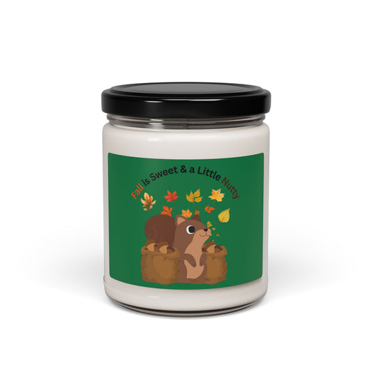 Soy Candle - Fall is Sweet & a Little Nutty Squirrel in Autumn Design