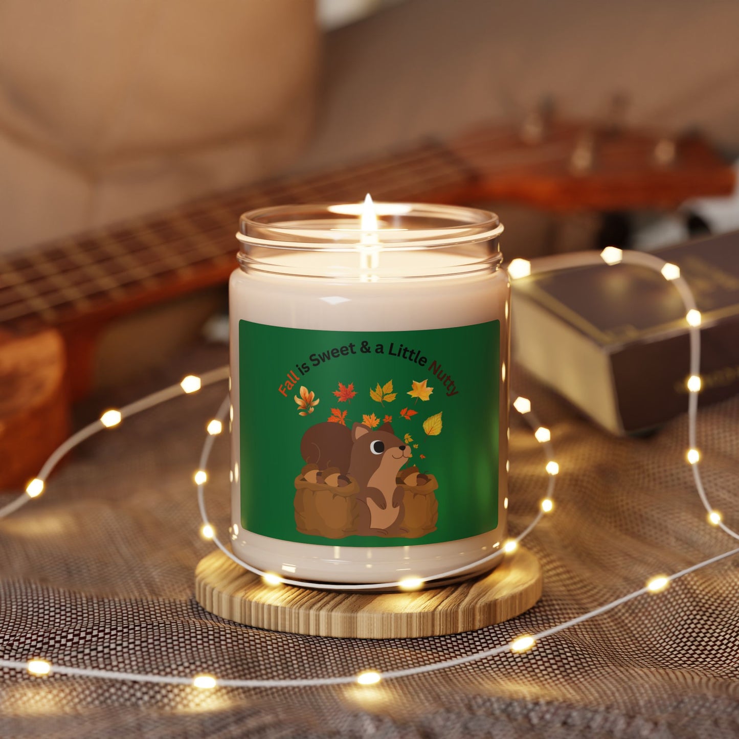 Soy Candle - Fall is Sweet & a Little Nutty Squirrel in Autumn Design