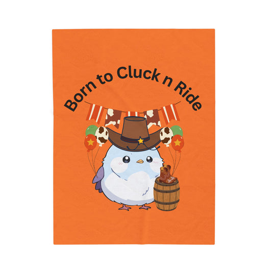 Plush Blanket - Born to Cluck n Ride Cowboy Chicken