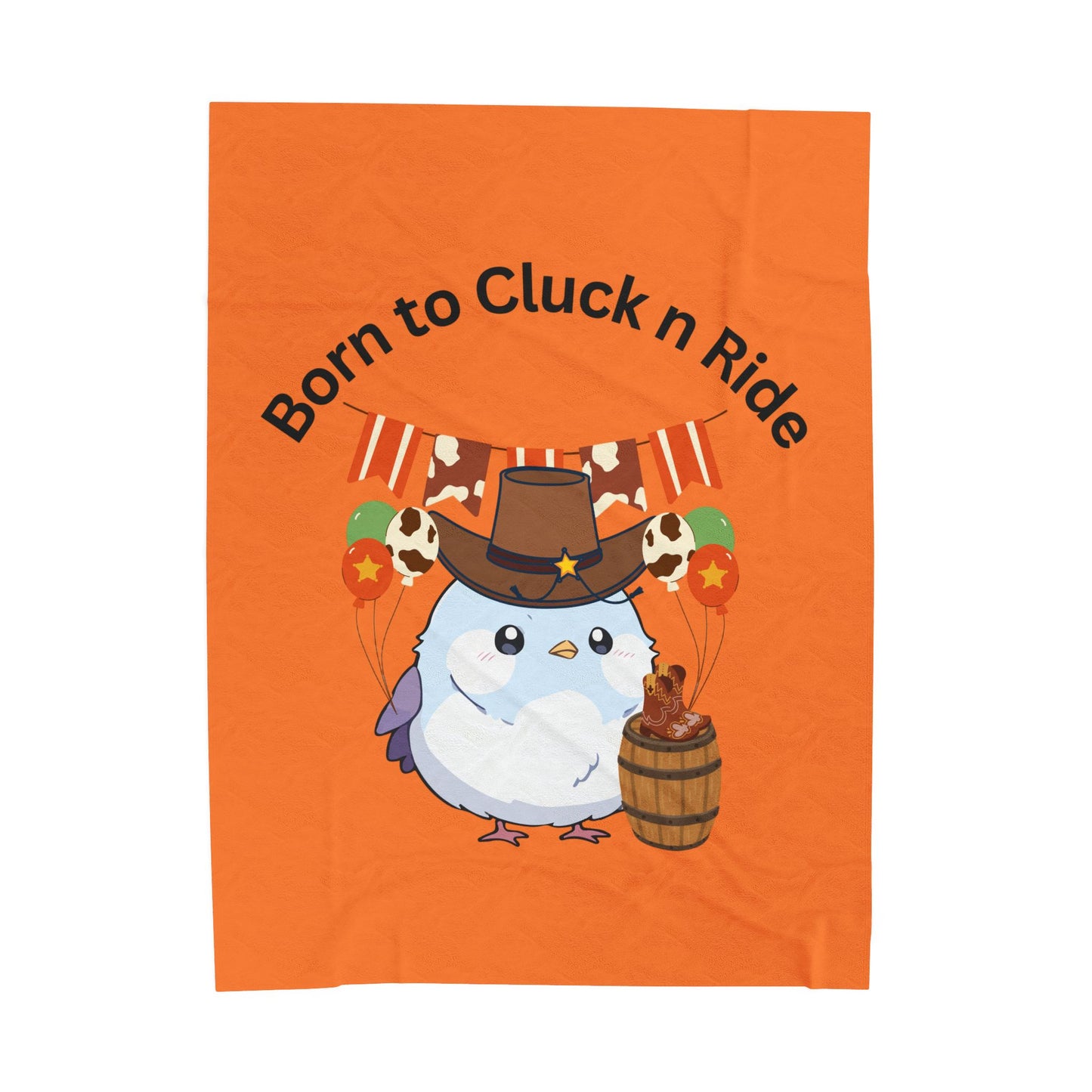 Plush Blanket - Born to Cluck n Ride Cowboy Chicken